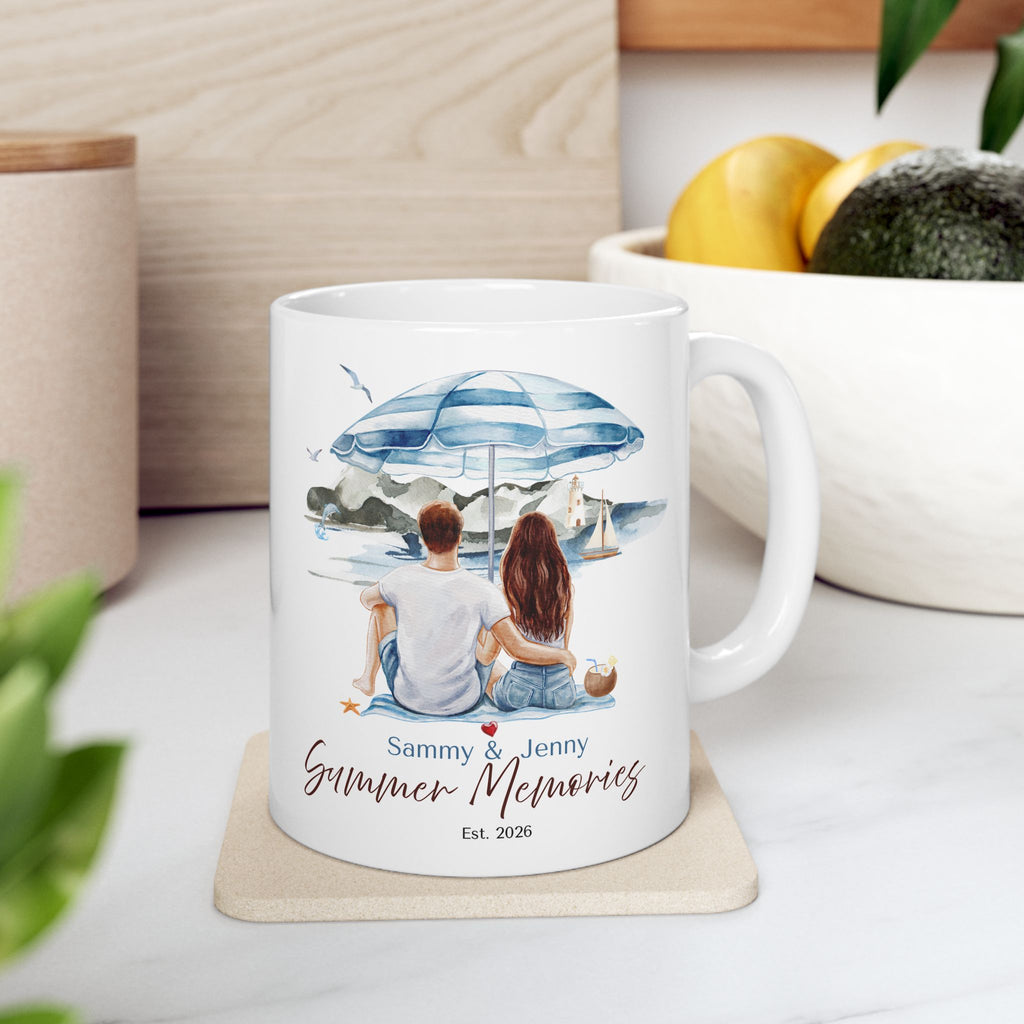 Personalized Couple Mug, Summer Memories Gift, Custom Beach Mug, Personalized Couple Mug | Summer Memories Beach Gift