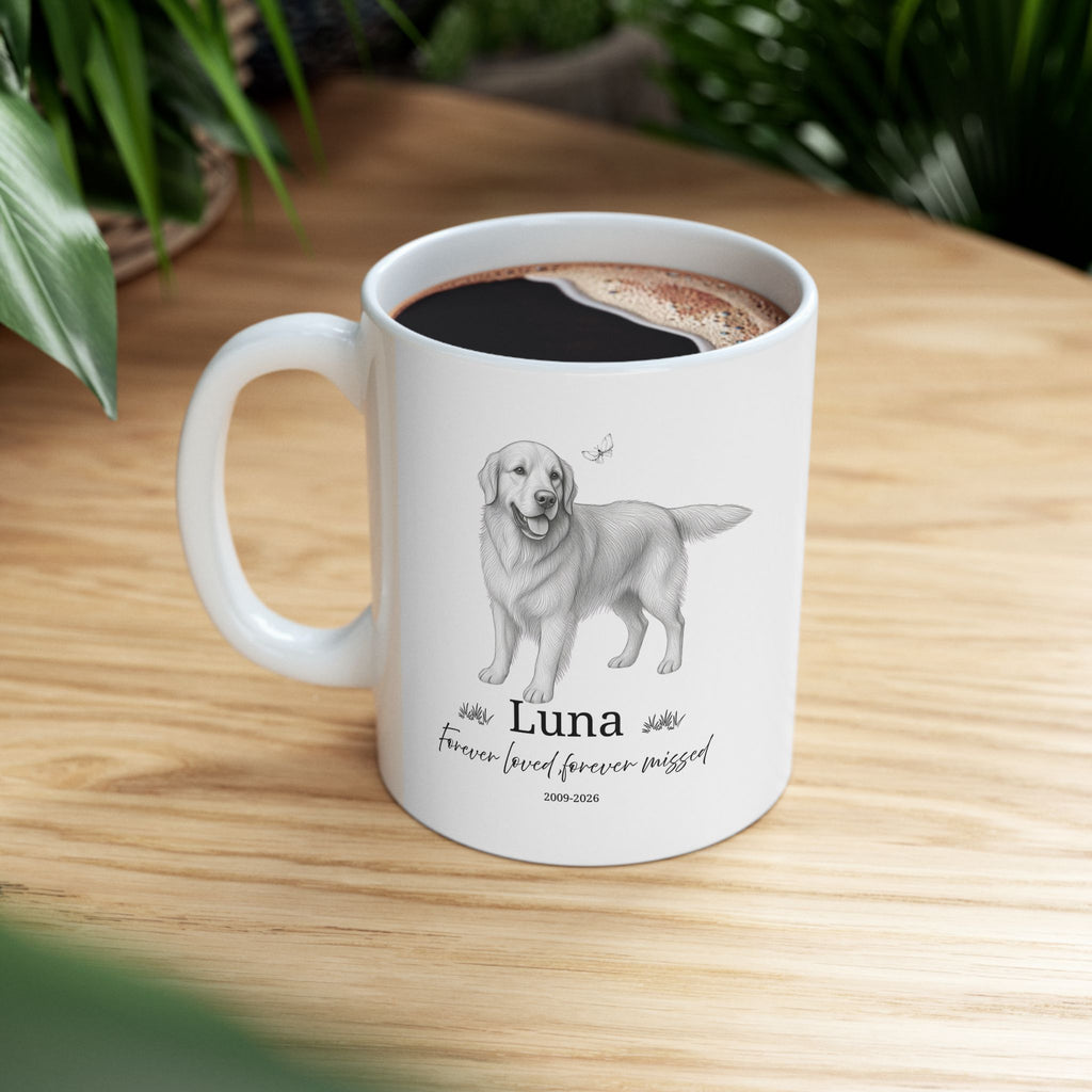 Custom Pet Memorial Mug, Personalized Dog Loss Gift, Pet Remembrance Mug, Custom Dog Portrait Mug, Forever Loved Never Forgotten, Sympathy Gift for Dog Lover