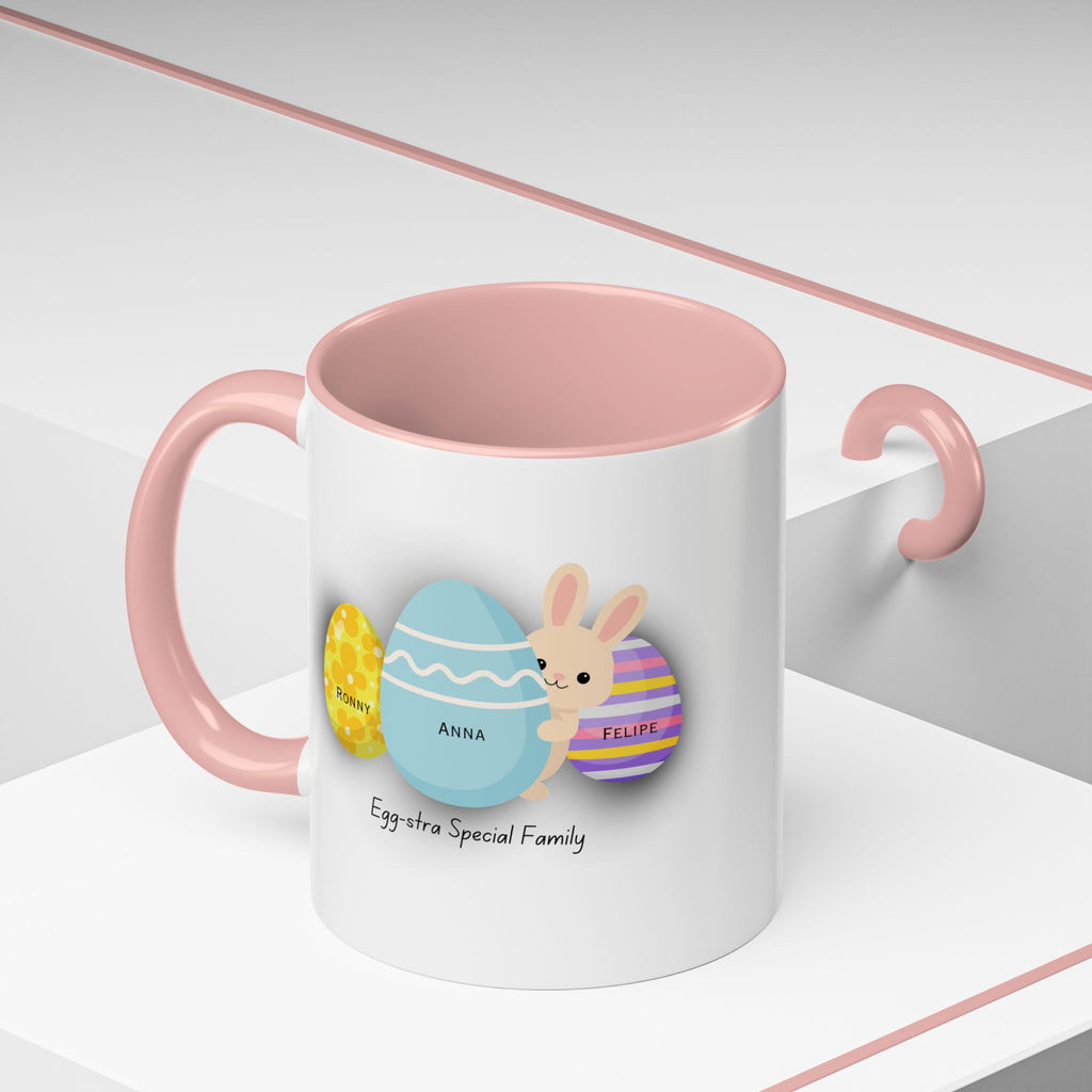 Personalized Easter Family Mug – Custom Egg Name Mug with Bunny | Egg-stra Special Family Gift for Mom or Parents