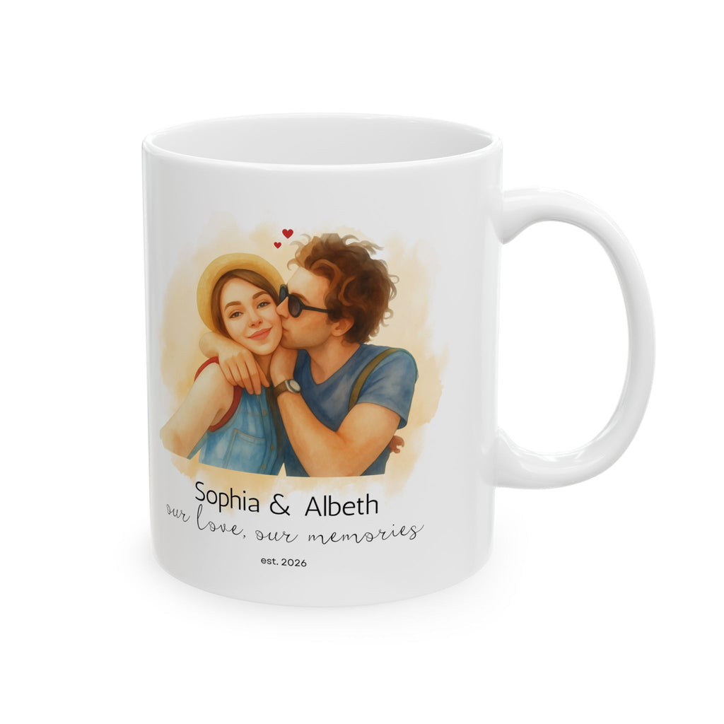Custom Watercolor Photo Mug for Couples, Personalized Couple Gift, Anniversary Gift, Romantic Gift, Custom Photo Mug, Wedding Gift, Family Keepsake Mug