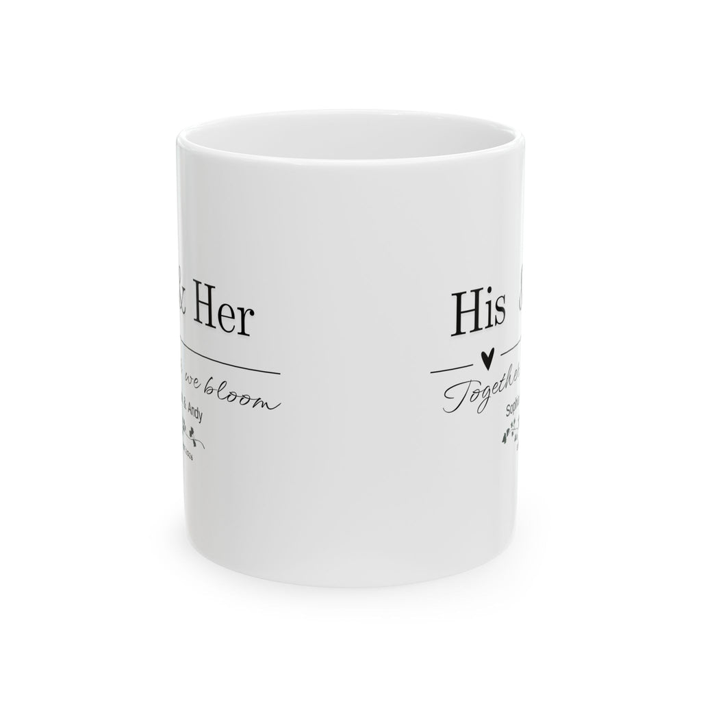 His & Her Personalized Mug – Together We Bloom, Custom Names & Date, Romantic Gift for Valentine’s Day, Anniversary & Wedding