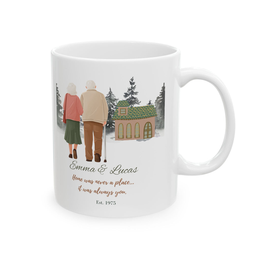 Personalized Anniversary Mug for Couples – Custom Names & Year | Grandparents Gift | Growing Old Together Mug