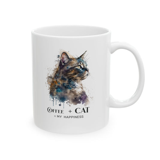 Coffee + Cat Mug – Cat Lover Gift, Watercolor Cat Coffee Mug, Funny Cat Mug, Cat Mom Gift, Aesthetic Cat Coffee Cup 11oz 15oz