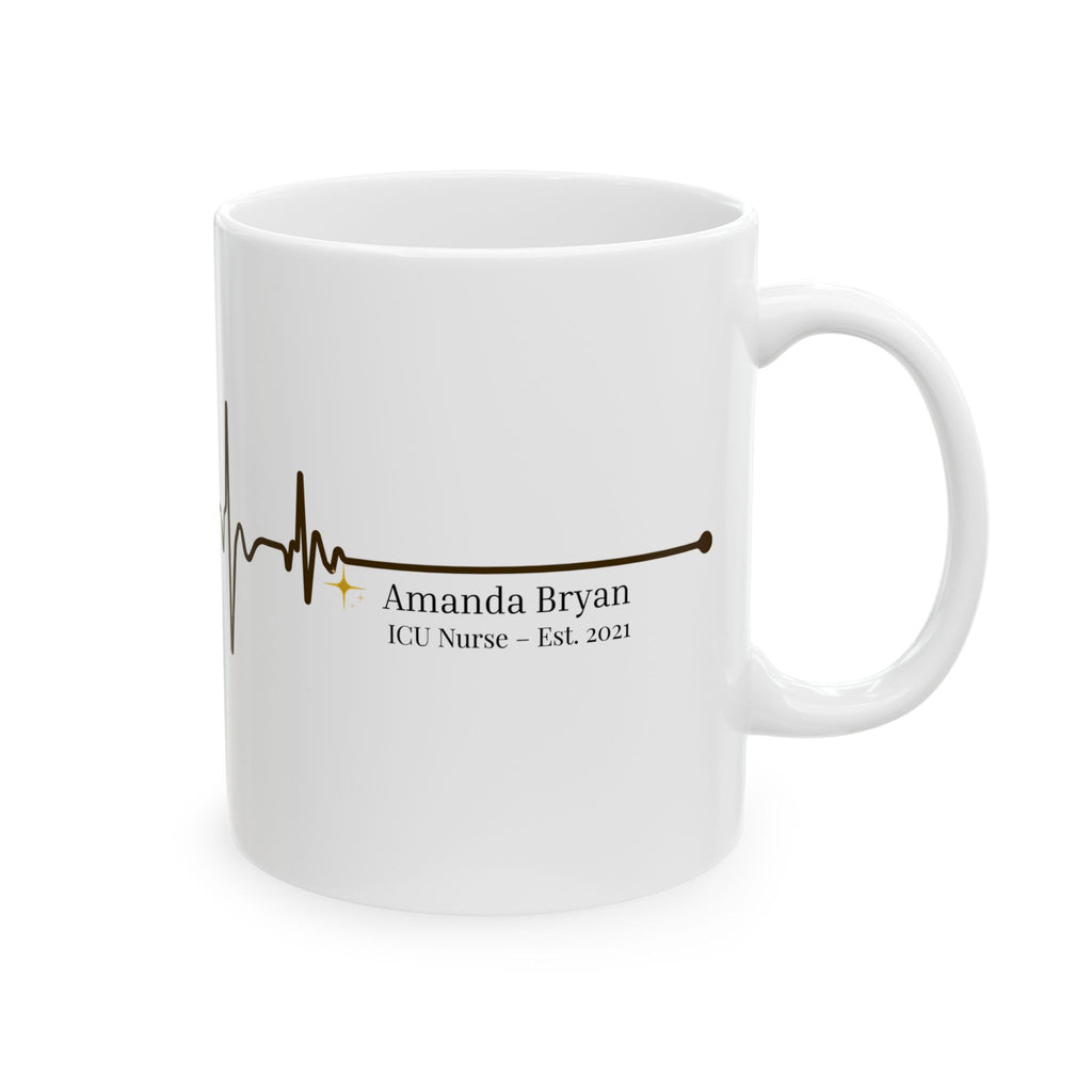Personalized Doctor & Nurse Mug – Heartbeat ECG Design with Name & Specialty, Est. Year Medical Gift