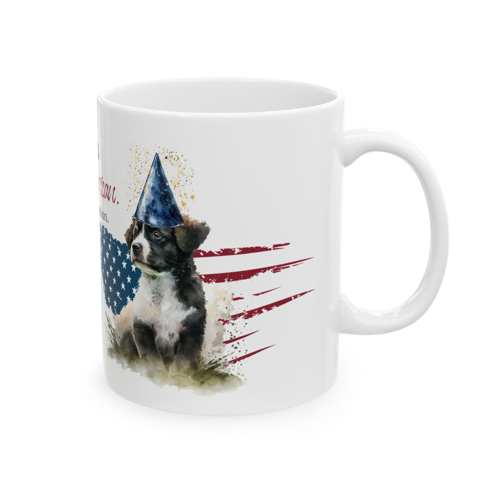 Personalized 'Bella Proud American' Dog Mug —Personalized Patriotic Dog Mug | Custom Dog Name Coffee Mug