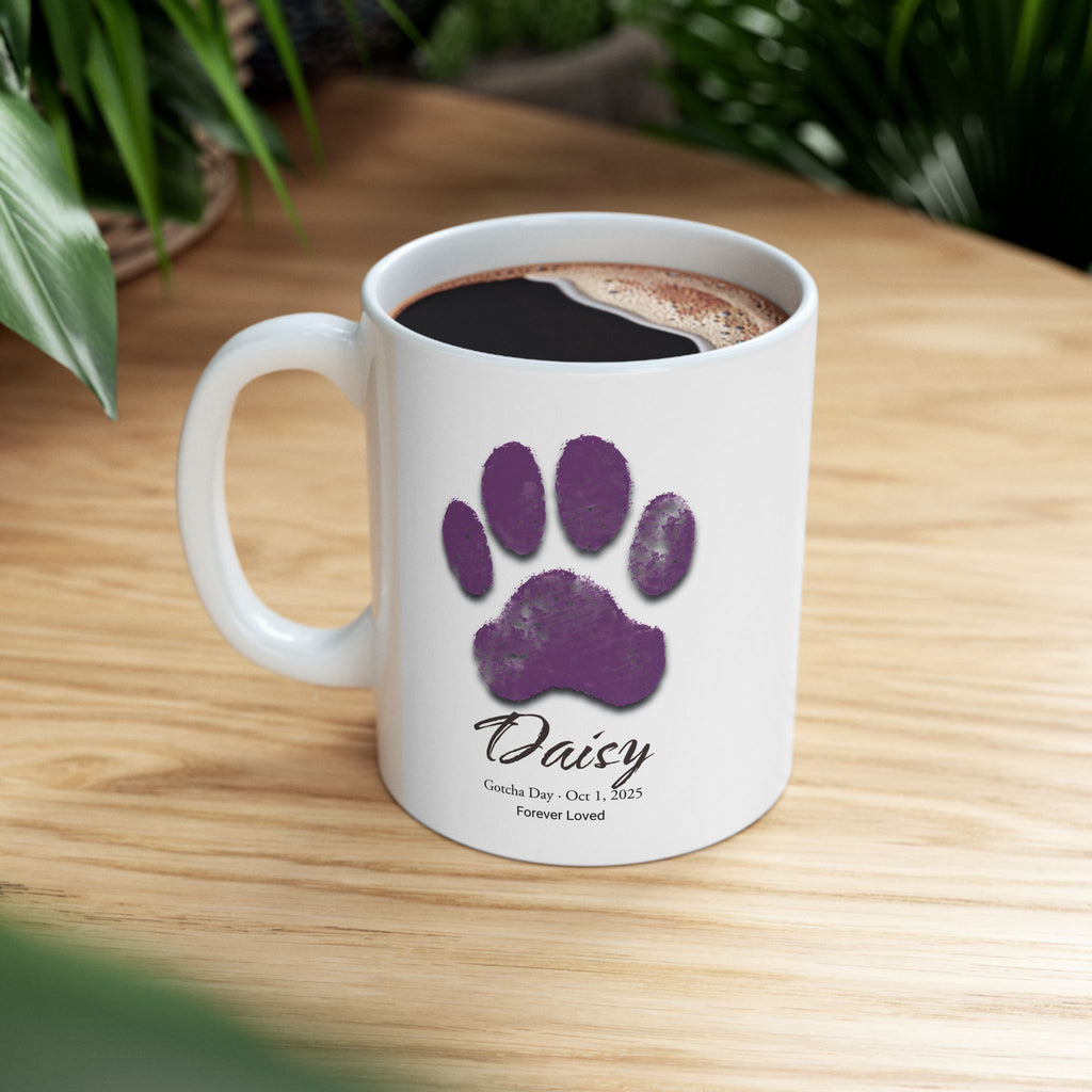 Personalized Paw Print Mug | Custom Pet Memorial Mug | Dog or Cat Remembrance Gift | Gotcha Day Coffee Mug | Pet Lover Gift