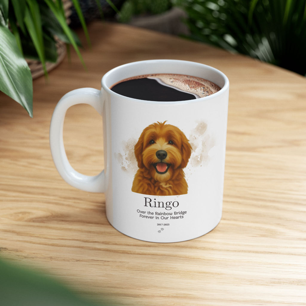 Custom Pet Memorial Mug, Personalized Dog Loss Gift, Rainbow Bridge Mug, Custom Pet Portrait Mug, Forever in Our Hearts, Dog Remembrance Gift