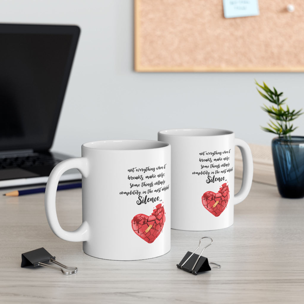 Broken Red Heart Mug – Emotional Quote Coffee Mug, Love & Healing Gift for Valentine’s Day, Anniversary, Birthday or Wedding