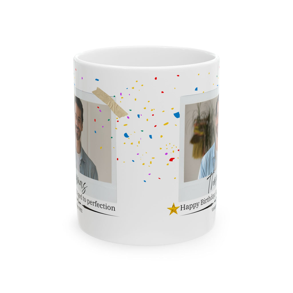 Personalized Vintage Birthday Mug – Aged to Perfection Camera Photo Design with Year