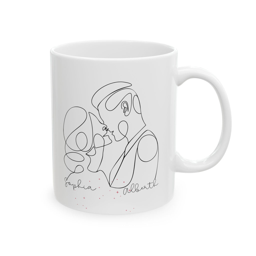 Personalized Line Art Couple Mug with Intertwined Names | Romantic Anniversary Gift