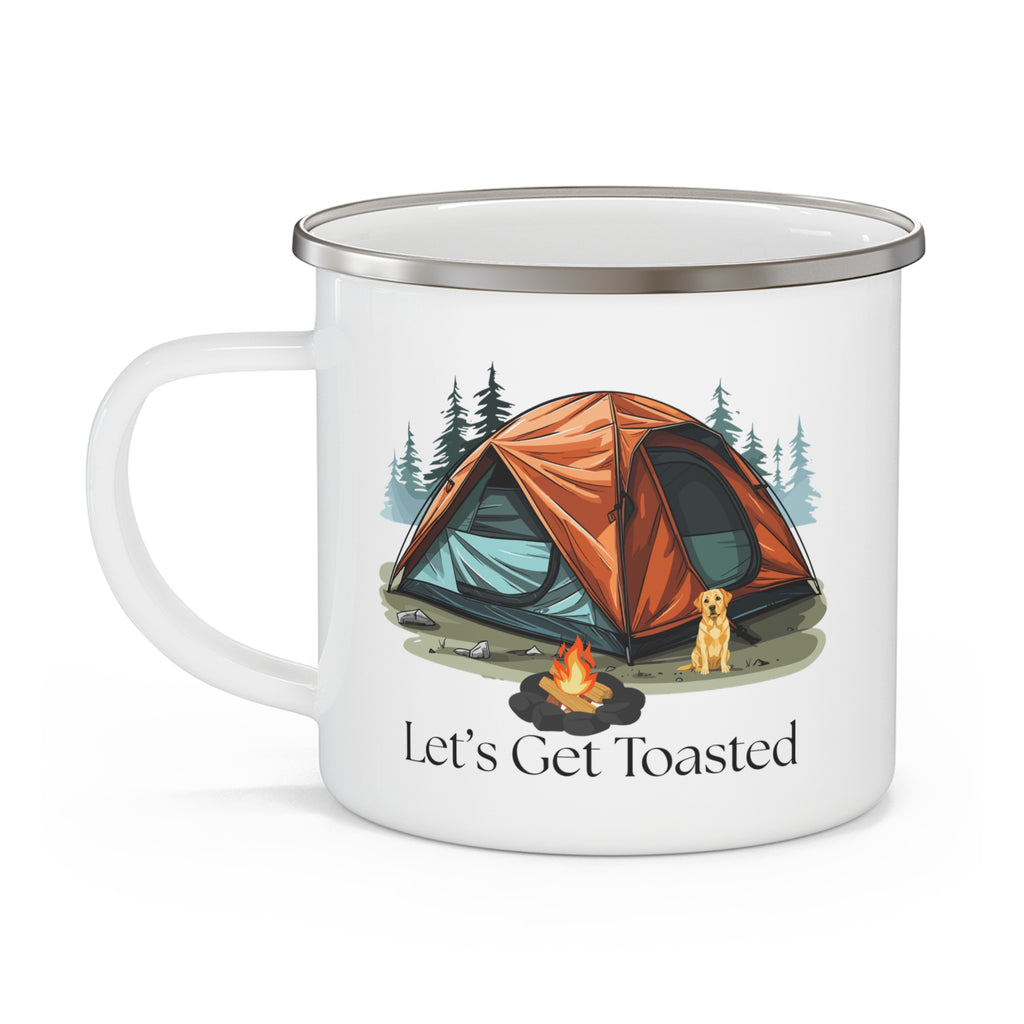 Let's Get Toasted Camping Mug | Funny Camper Coffee Mug | Campfire Enamel Mug | Outdoor Adventure Gift | Camping Lover Mug
