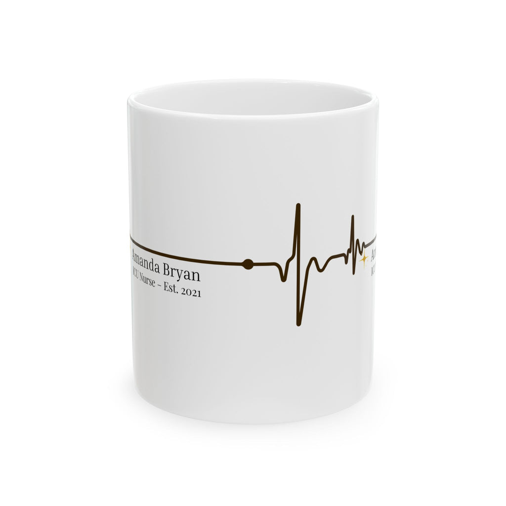 Personalized Doctor & Nurse Mug – Heartbeat ECG Design with Name & Specialty, Est. Year Medical Gift