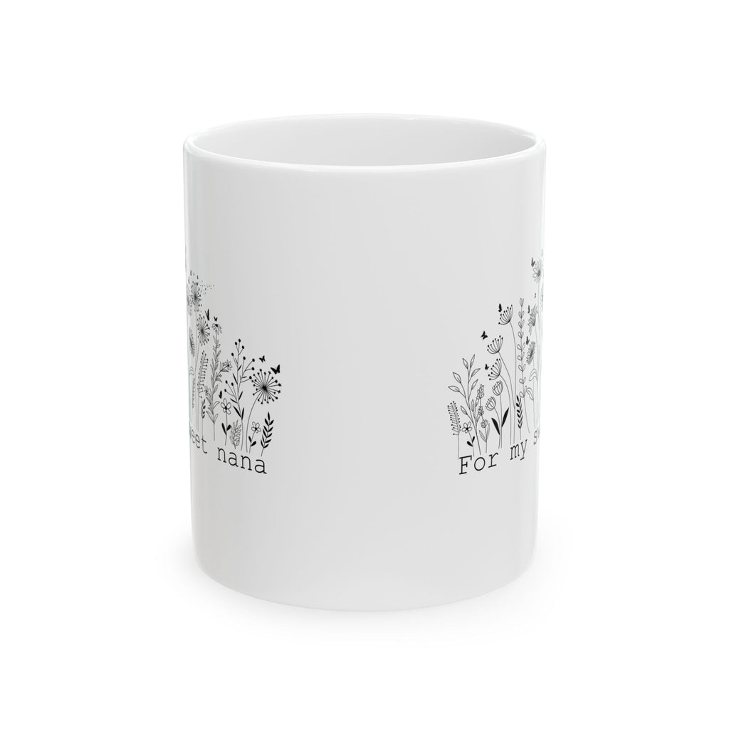 For My Sweet Nana Mug – Floral Black and White Gift for Grandma