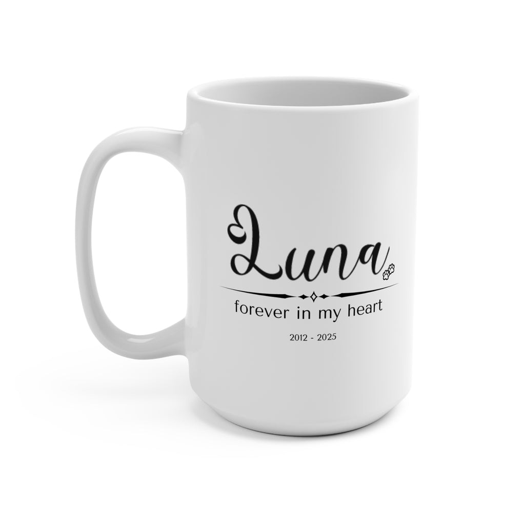 Personalized Pet Memorial Mug – Custom Dog or Cat Name & Dates, “Forever in My Heart” Sympathy Gift, Pet Loss Remembrance Cup