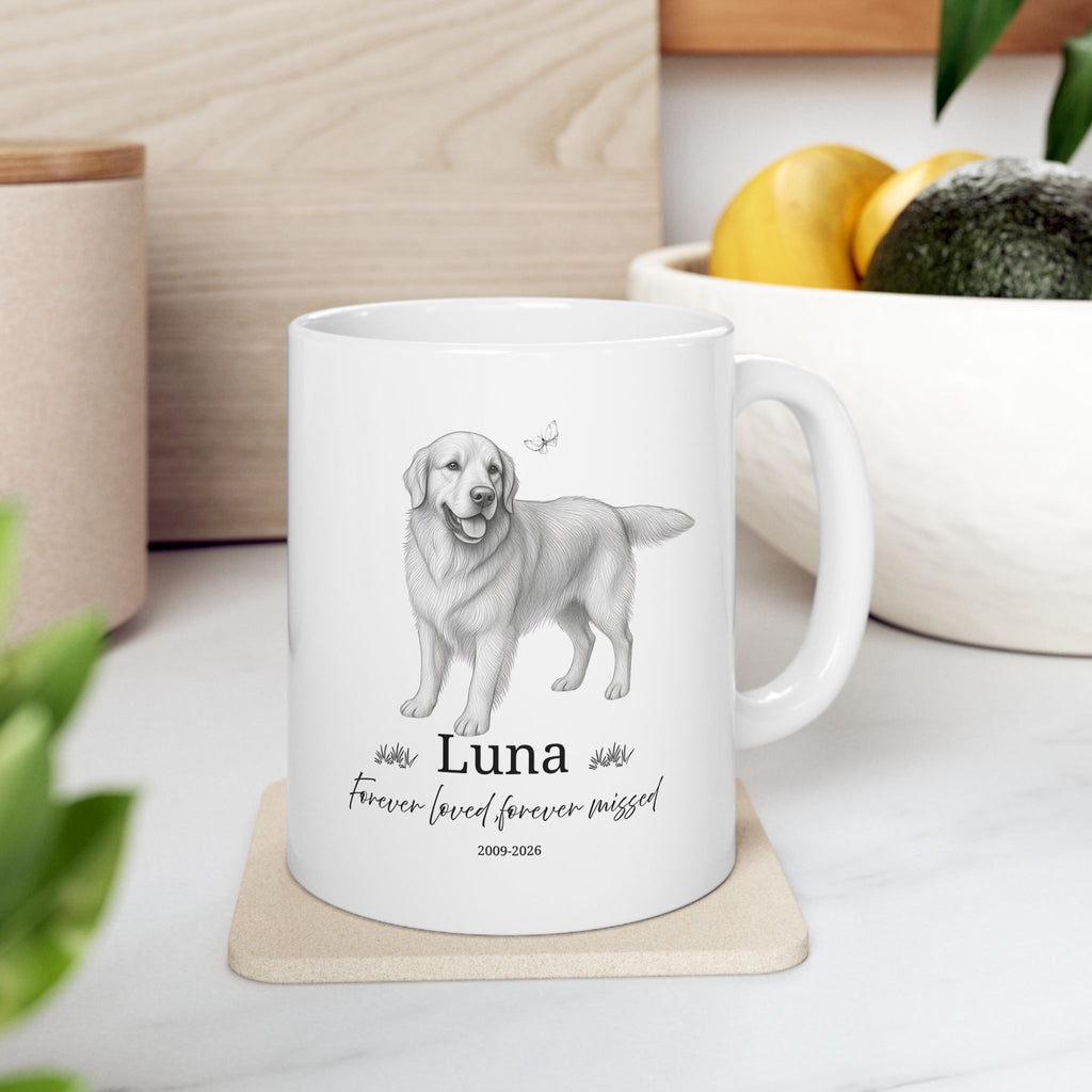 Custom Pet Memorial Mug, Personalized Dog Loss Gift, Pet Remembrance Mug, Custom Dog Portrait Mug, Forever Loved Never Forgotten, Sympathy Gift for Dog Lover