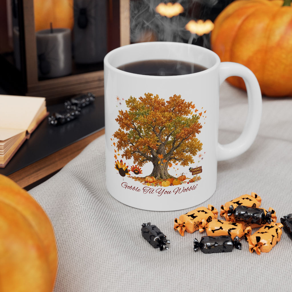 Thanksgiving Coffee Mug – Gobble Til You Wobble Fall Mug, Autumn Thanksgiving Gift