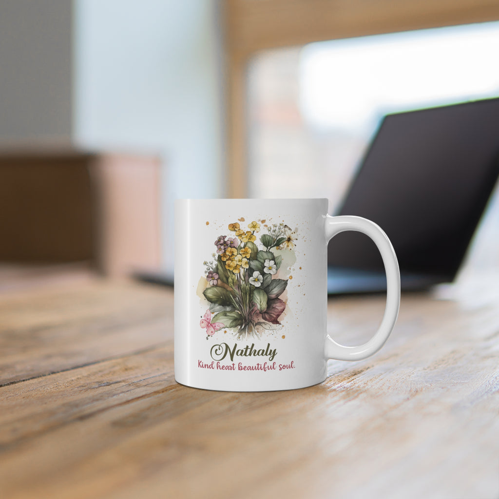 Personalized Floral Name Mug | Custom Watercolor Flower Coffee Mug | Unique Gift for Her | Birthday Mother's Day Gift