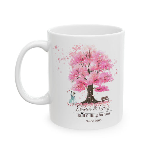 Personalized Couple Mug – Blossom Tree Love Gift with Names and Years Together