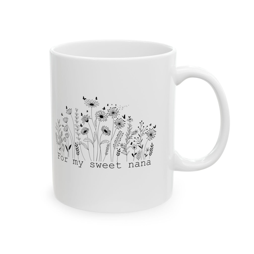 For My Sweet Nana Mug – Floral Black and White Gift for Grandma
