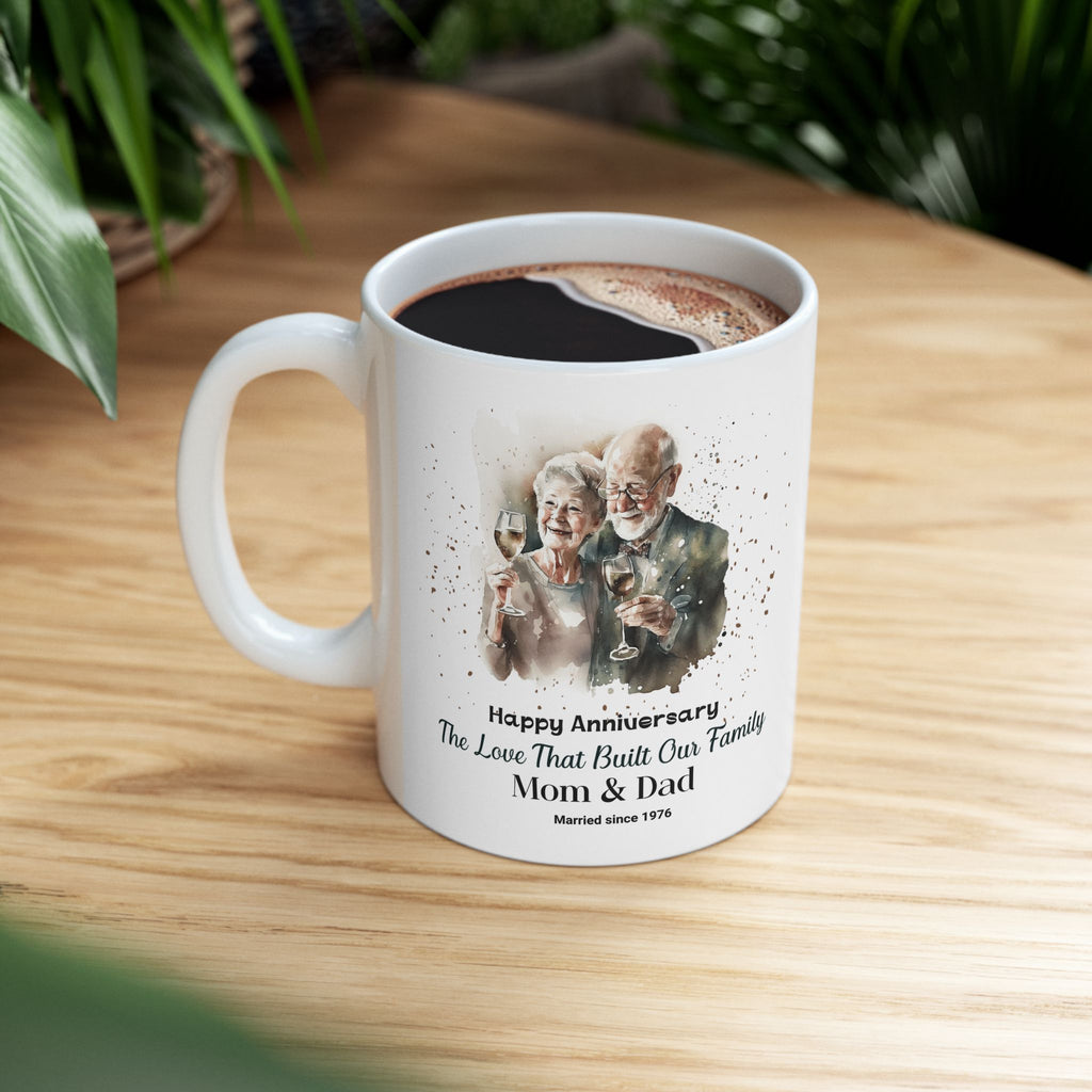 Personalized Anniversary Mug for Parents – Custom Mom & Dad Wedding Gift