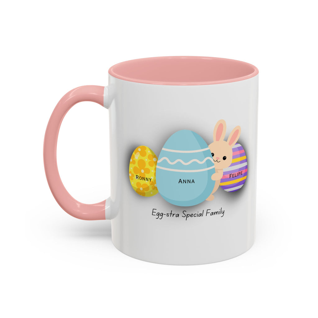 Personalized Easter Family Mug – Custom Egg Name Mug with Bunny | Egg-stra Special Family Gift for Mom or Parents