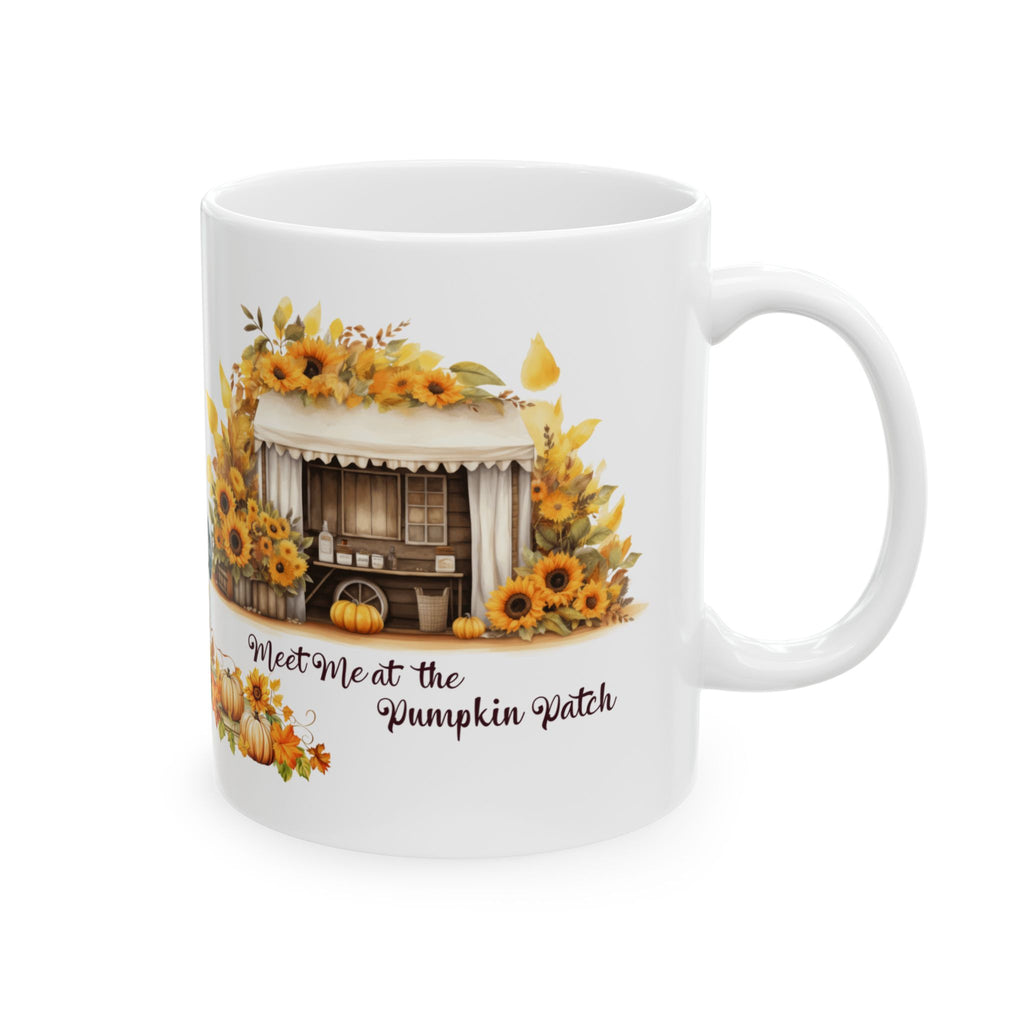 Meet Me at the Pumpkin Patch Mug | Cozy Fall Coffee Mug | Farmhouse Autumn Pumpkin Cup | Sunflower Harvest Gift
