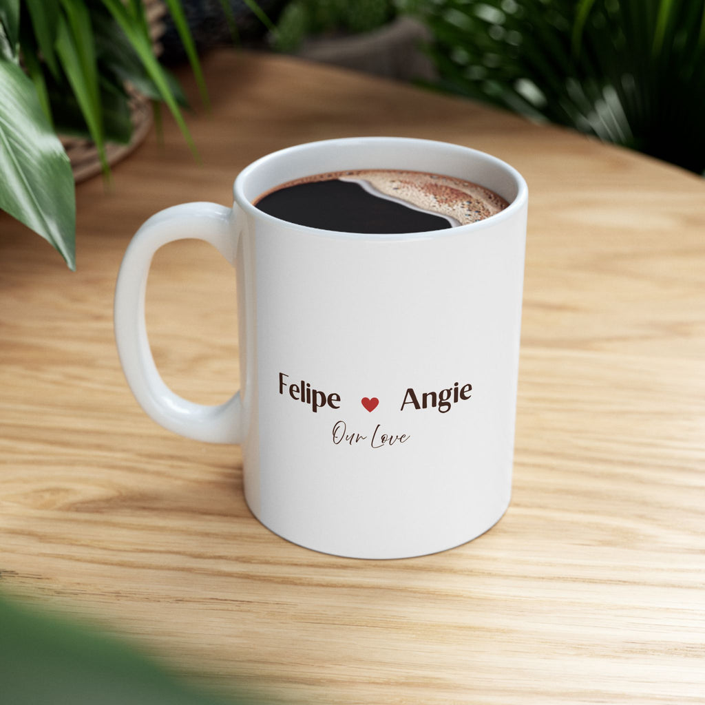 Personalized Couple Mug – Our Love Custom Names Coffee Cup, Valentine’s Day Anniversary Wedding Gift