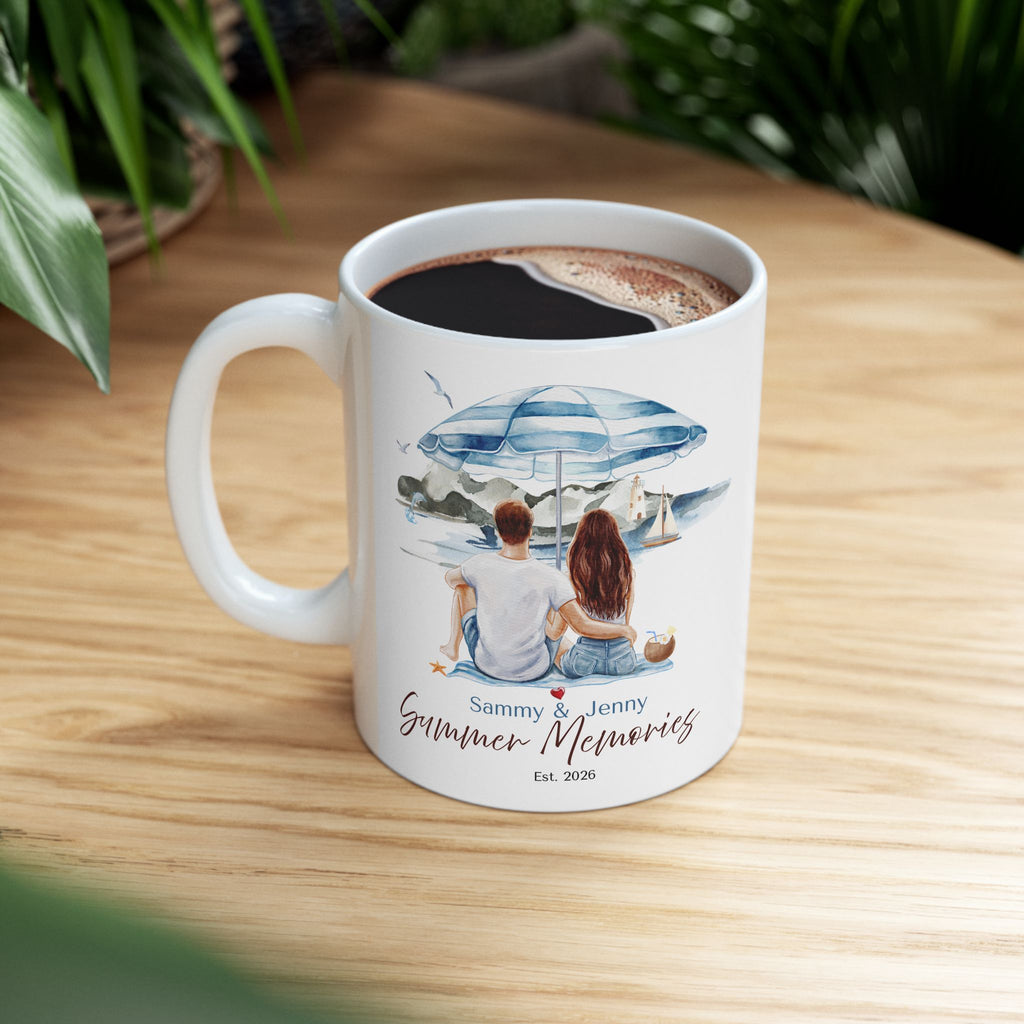 Personalized Couple Mug, Summer Memories Gift, Custom Beach Mug, Personalized Couple Mug | Summer Memories Beach Gift