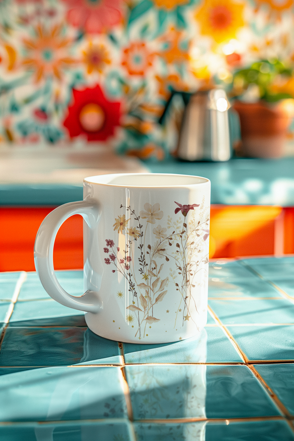 Vintage Floral Mug – Aesthetic Coffee Mug, Elegant Botanical Design, Gift for Her, Cozy Home Decor