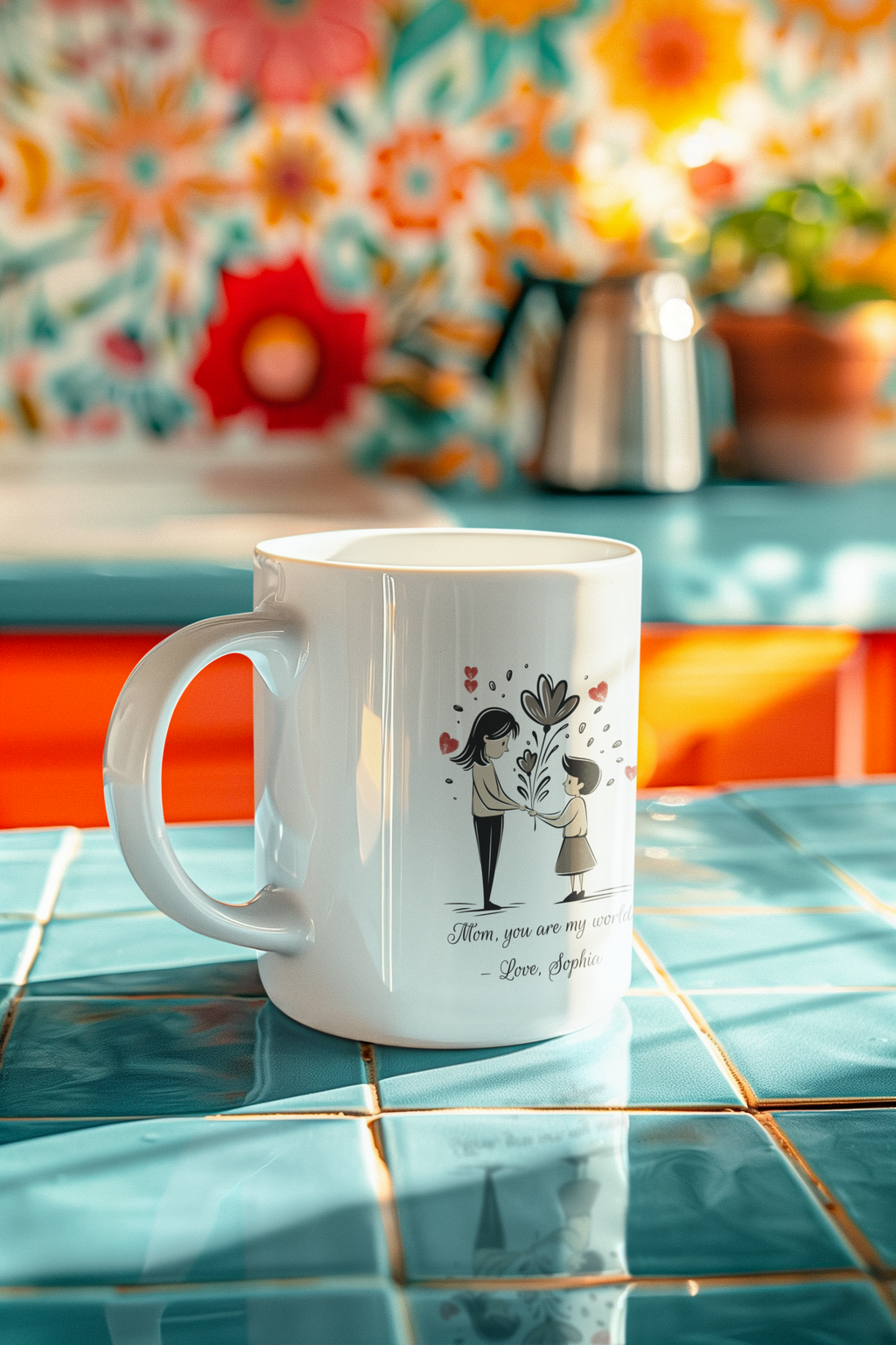 Personalized Mom Mug with Kids Name – “Mom You Are My World” Custom Mother’s Day Gift, Cute Daughter to Mom Coffee Cup, Gift for Mom from Daughter