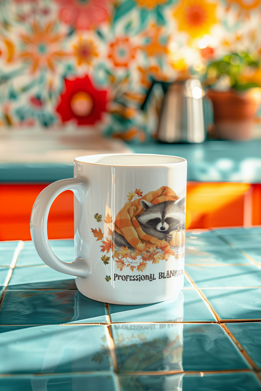 Professional Blanket Thief Raccoon Mug | Funny Fall Coffee Mug | Cozy Autumn Raccoon Mug | Pumpkin Coffee Cup | Cute Woodland Gift