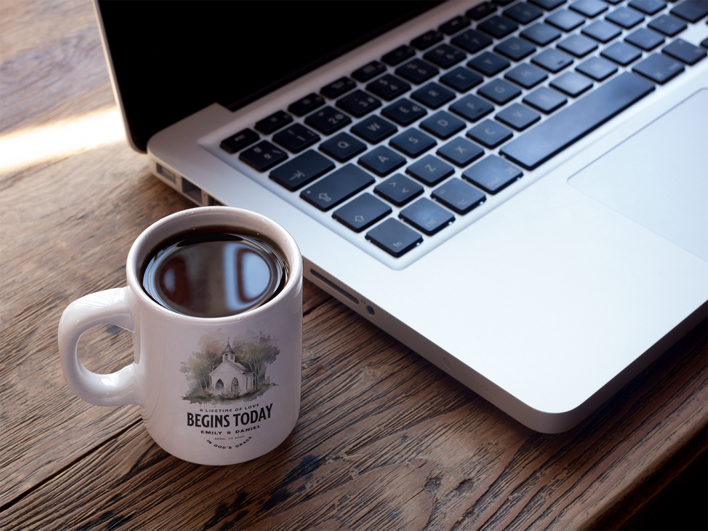 Personalized Wedding Mug with Names and Date, Church Wedding Gift, A Lifetime of Love Begins Today Mug, Custom Couple Gift, Bridal Shower Gift