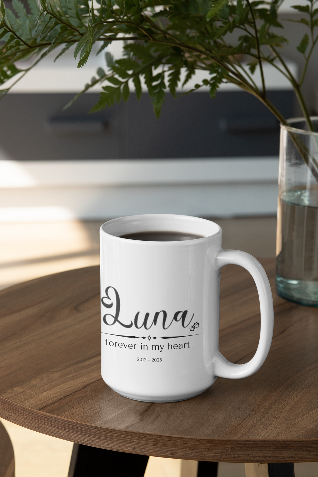 Personalized Pet Memorial Mug – Custom Dog or Cat Name & Dates, “Forever in My Heart” Sympathy Gift, Pet Loss Remembrance Cup