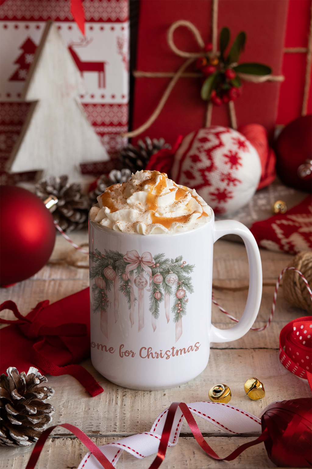 Pink Christmas Mug – Home for Christmas Coffee Cup,Home for Christmas Mug, Coquette Christmas Mug, Christmas Coffee Cup y Holiday Gift for Her.