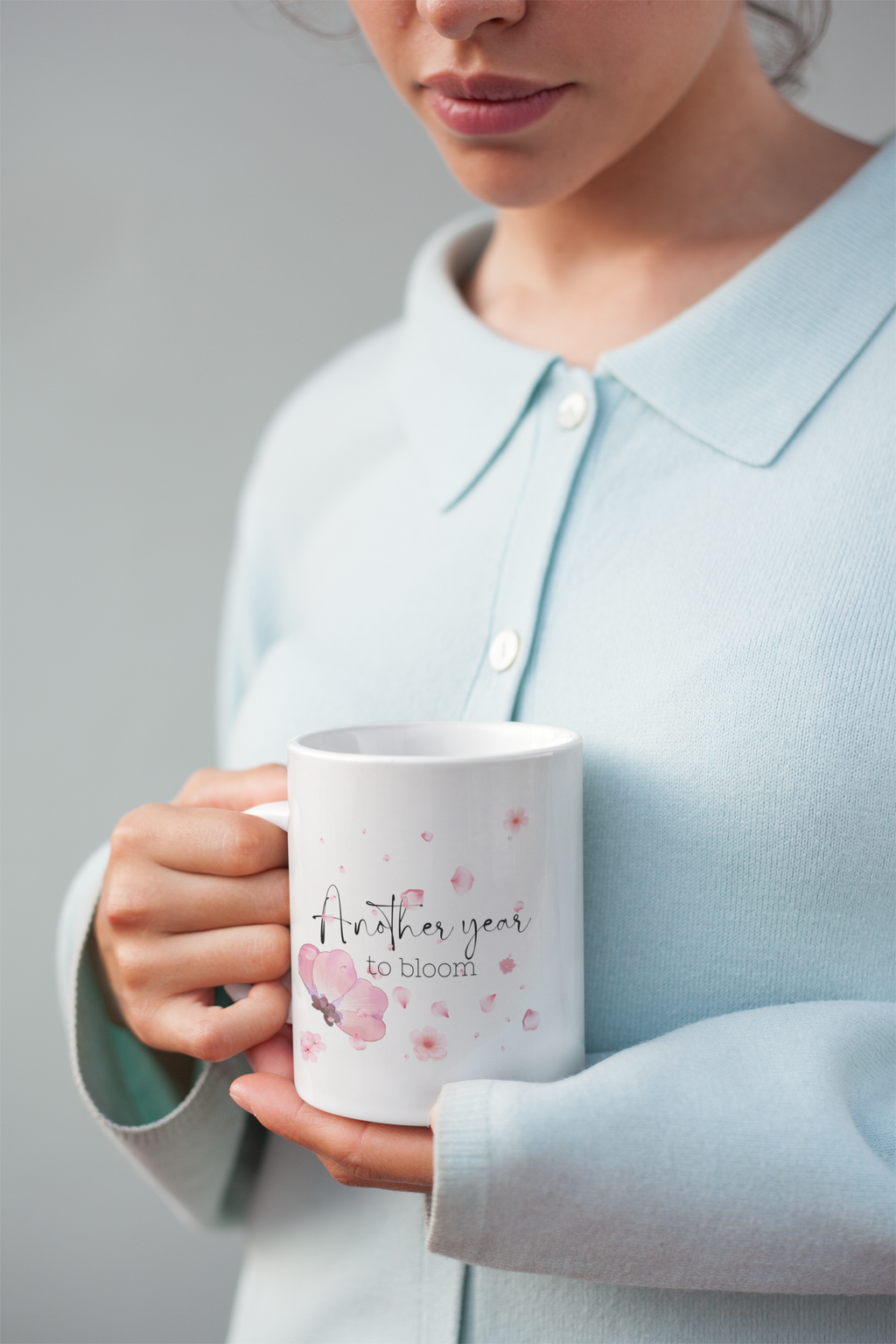Another Year to Bloom Mug – Floral Blossom Coffee Mug, Inspirational Birthday Gift, Positive Quote Flower Mug