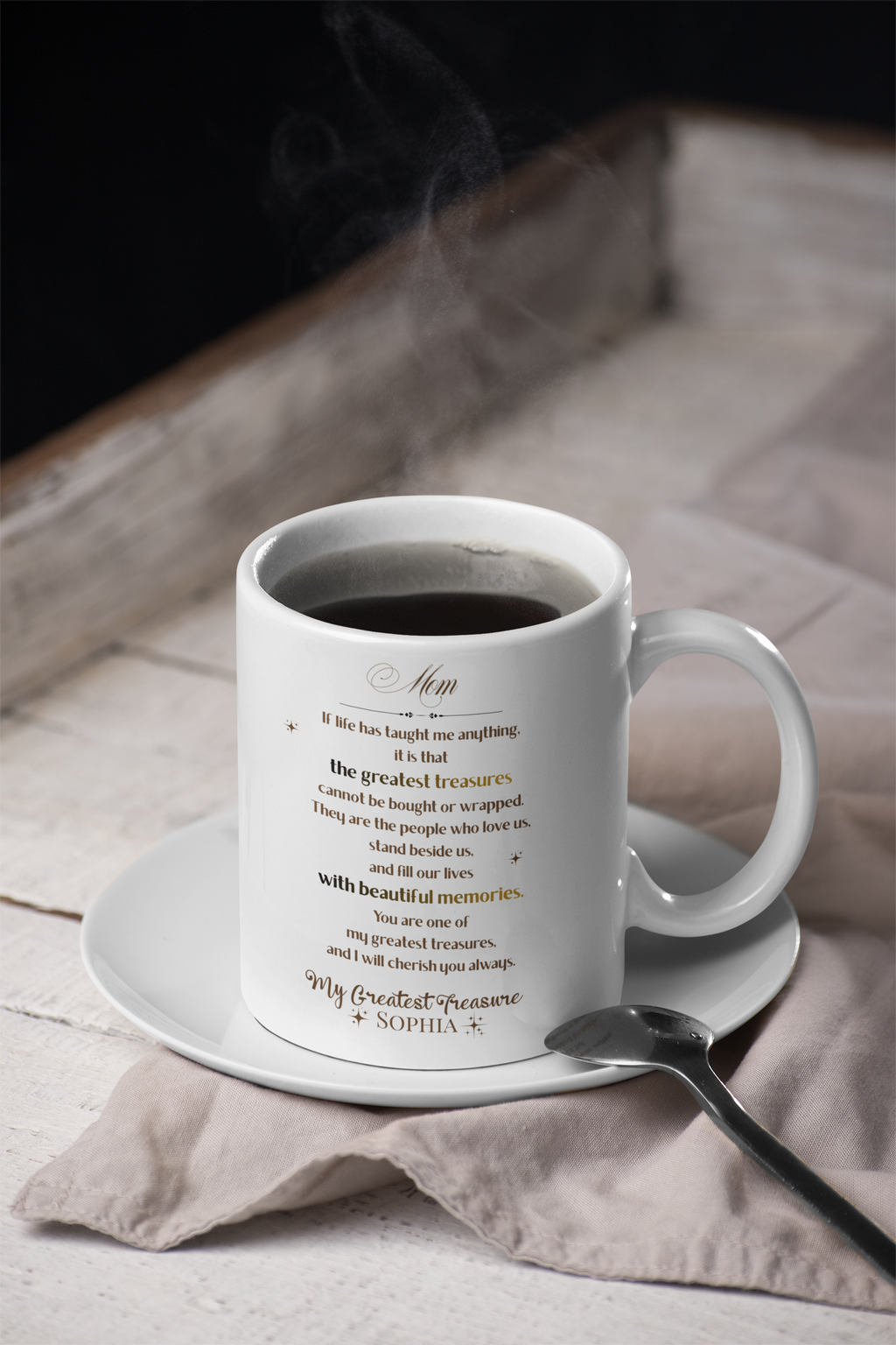 Custom Mom Mug with Emotional Quote | Personalized Treasure Coffee Cup,Personalized Family Treasure Mug - Custom Gift for Mom, Daughter, Grandma, Aunt - Heartfelt Quote Coffee Cup with Name