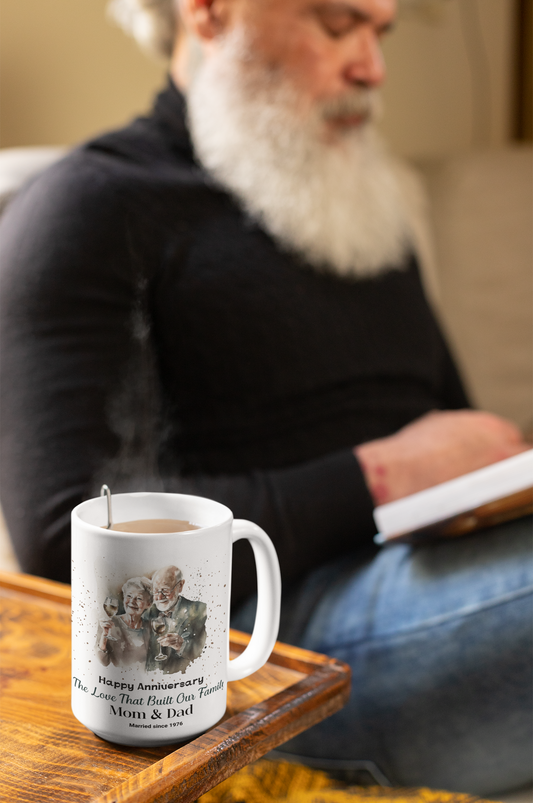 Personalized Anniversary Mug for Parents – Custom Mom & Dad Wedding Gift