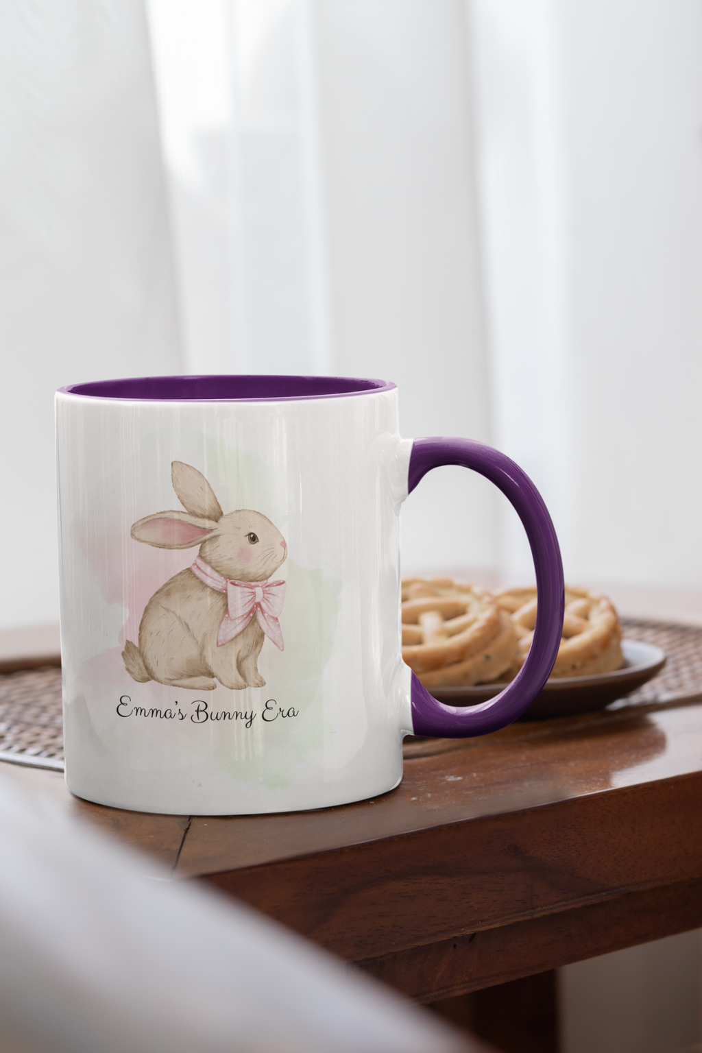 Personalized Bunny Era Mug – Custom Name Easter Cup for Girls in Pink or Purple | Cute Spring Kids Gift
