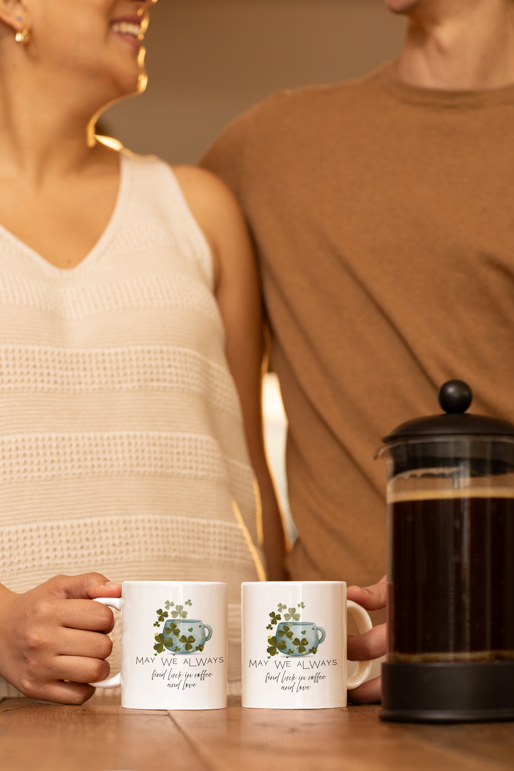 May We Always Find Luck in Coffee and Love Mug | Shamrock Coffee Mug | Cozy Gift for Coffee Lovers