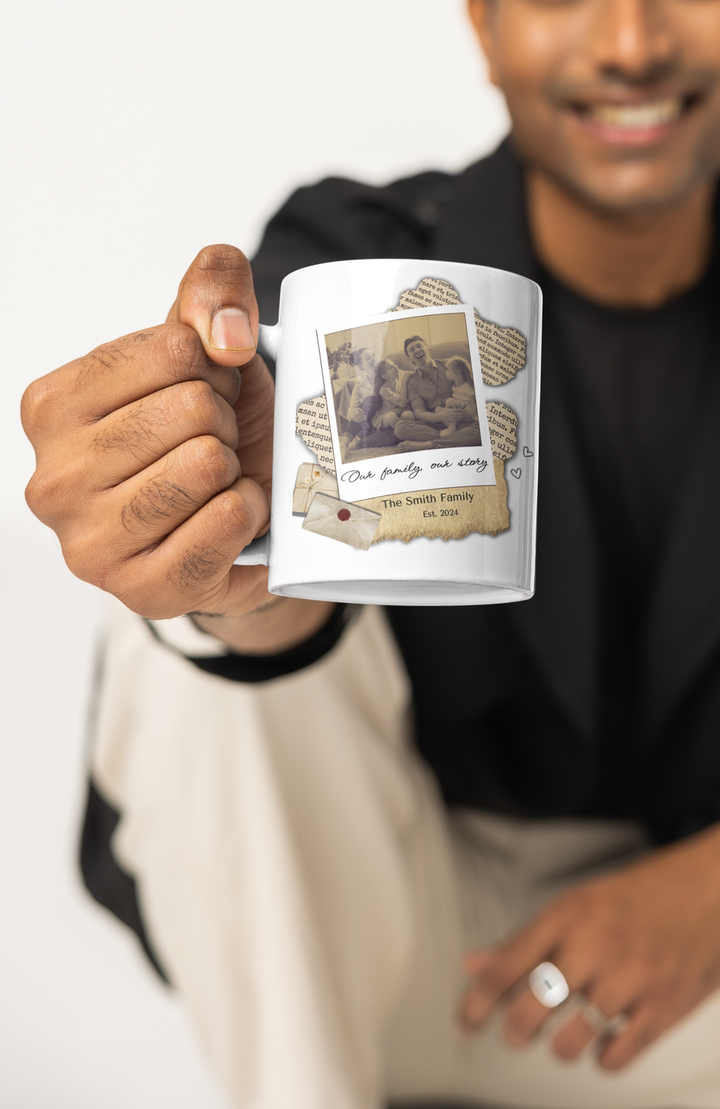 Personalized Family Photo Mug – Custom Memory Mug with Picture, Our Family Our Story Coffee Cup, Gift for Mom Dad Grandma, Custom Name Mug