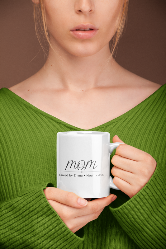 Personalized Mom Mug – Loved by Kids Names | Custom Mother’s Day Gift | Mom Gift from Kids | Personalized Coffee Mug for Mom