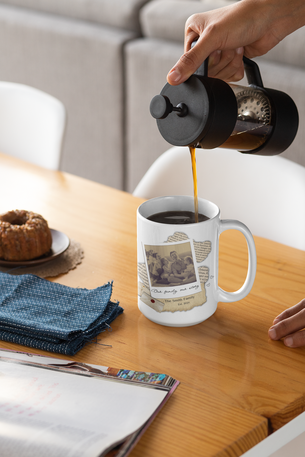 Personalized Family Photo Mug – Custom Memory Mug with Picture, Our Family Our Story Coffee Cup, Gift for Mom Dad Grandma, Custom Name Mug