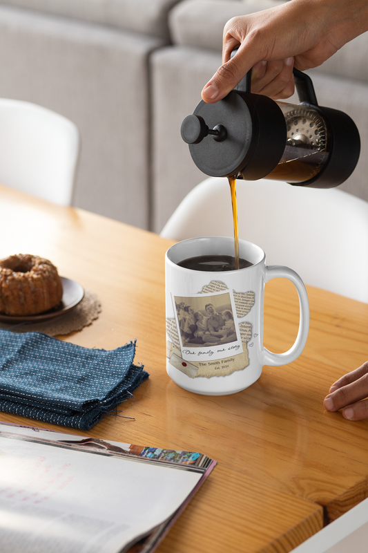 Personalized Family Photo Mug – Custom Memory Mug with Picture, Our Family Our Story Coffee Cup, Gift for Mom Dad Grandma, Custom Name Mug