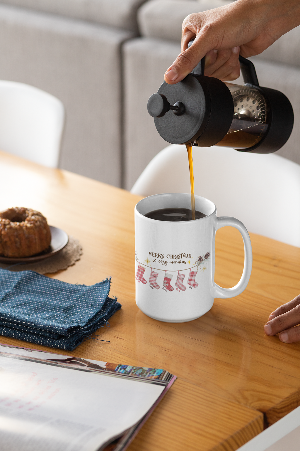 Personalized Christmas Family Mug | Custom Name Holiday Coffee Cup