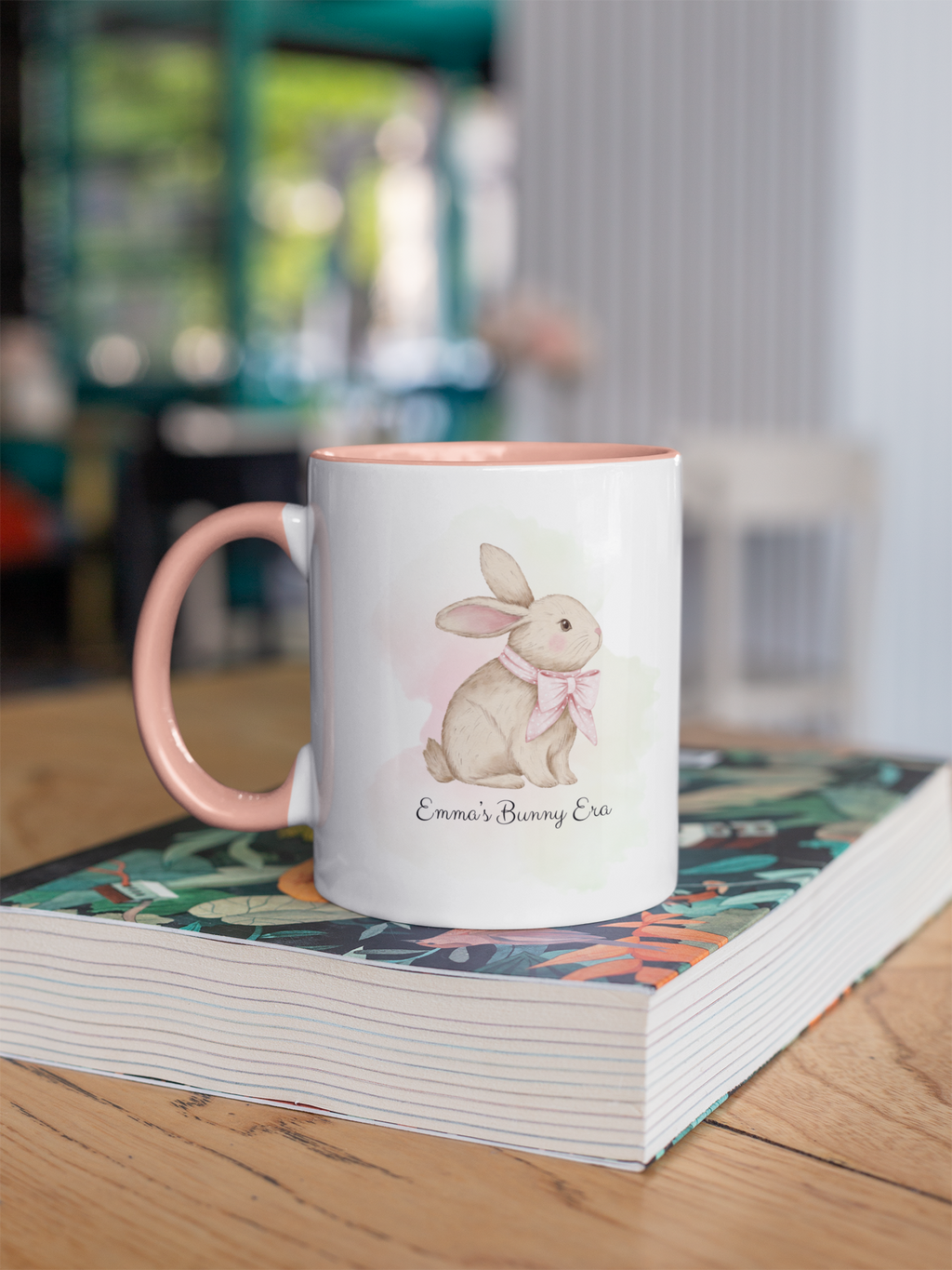 Personalized Bunny Era Mug – Custom Name Easter Cup for Girls in Pink or Purple | Cute Spring Kids Gift