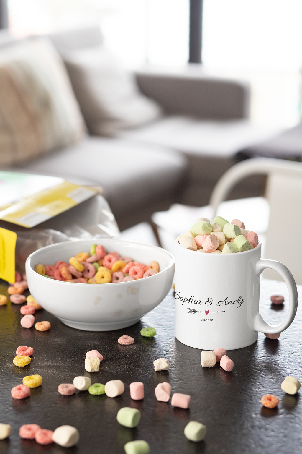 Personalized Couple Mug with Names & Arrow | Est. Year Anniversary Gift