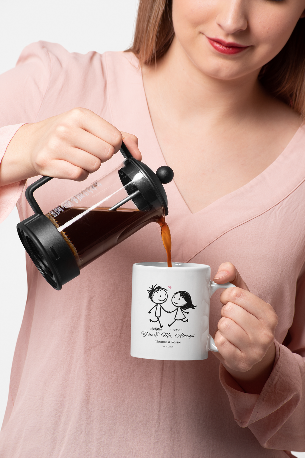 Personalized Couple Mug with Names and Date, You & Me Always Mug, Custom Anniversary Gift, Romantic Coffee Cup for Him Her, Wedding Gift Idea