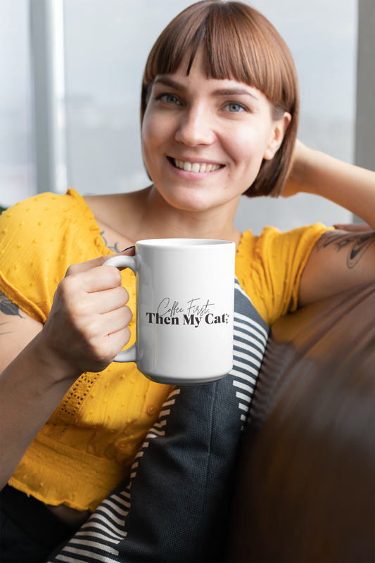 Coffee First Then My Cat Mug, Cat Lover Gift, Funny Cat Coffee Mug, Cute Cat Mom Gift, Minimalist Cat Mug, Gift for Cat Owner, Pet Lover Mug