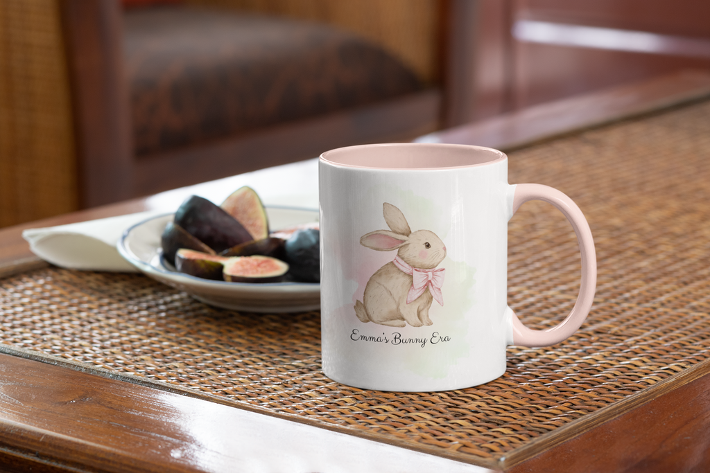 Personalized Bunny Era Mug – Custom Name Easter Cup for Girls in Pink or Purple | Cute Spring Kids Gift