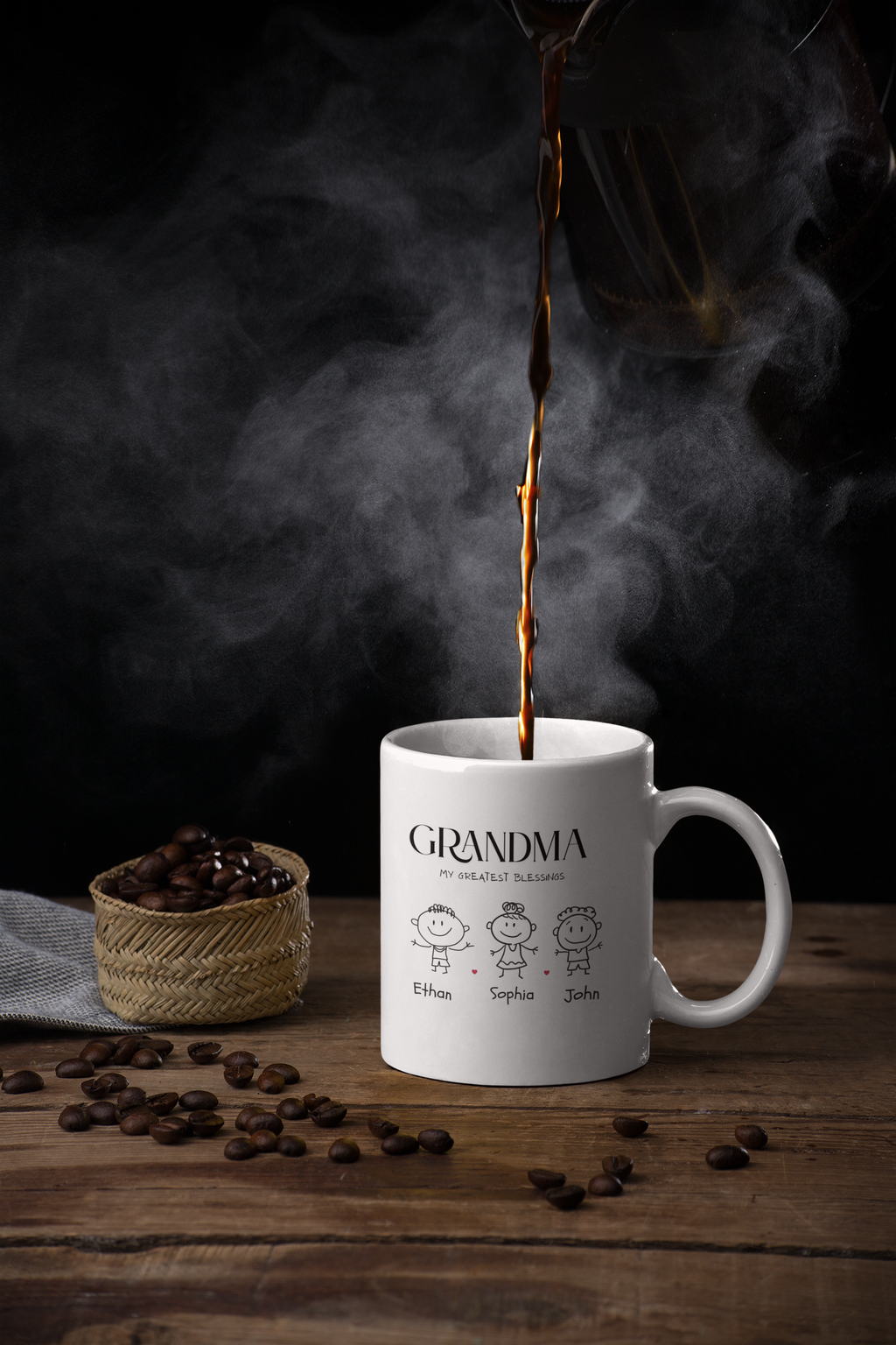 Personalized Grandma Mug with Kids Names, My Greatest Blessings Mug, Custom Grandkids Gift, Nana Mom Mug, Family Coffee Cup Gift